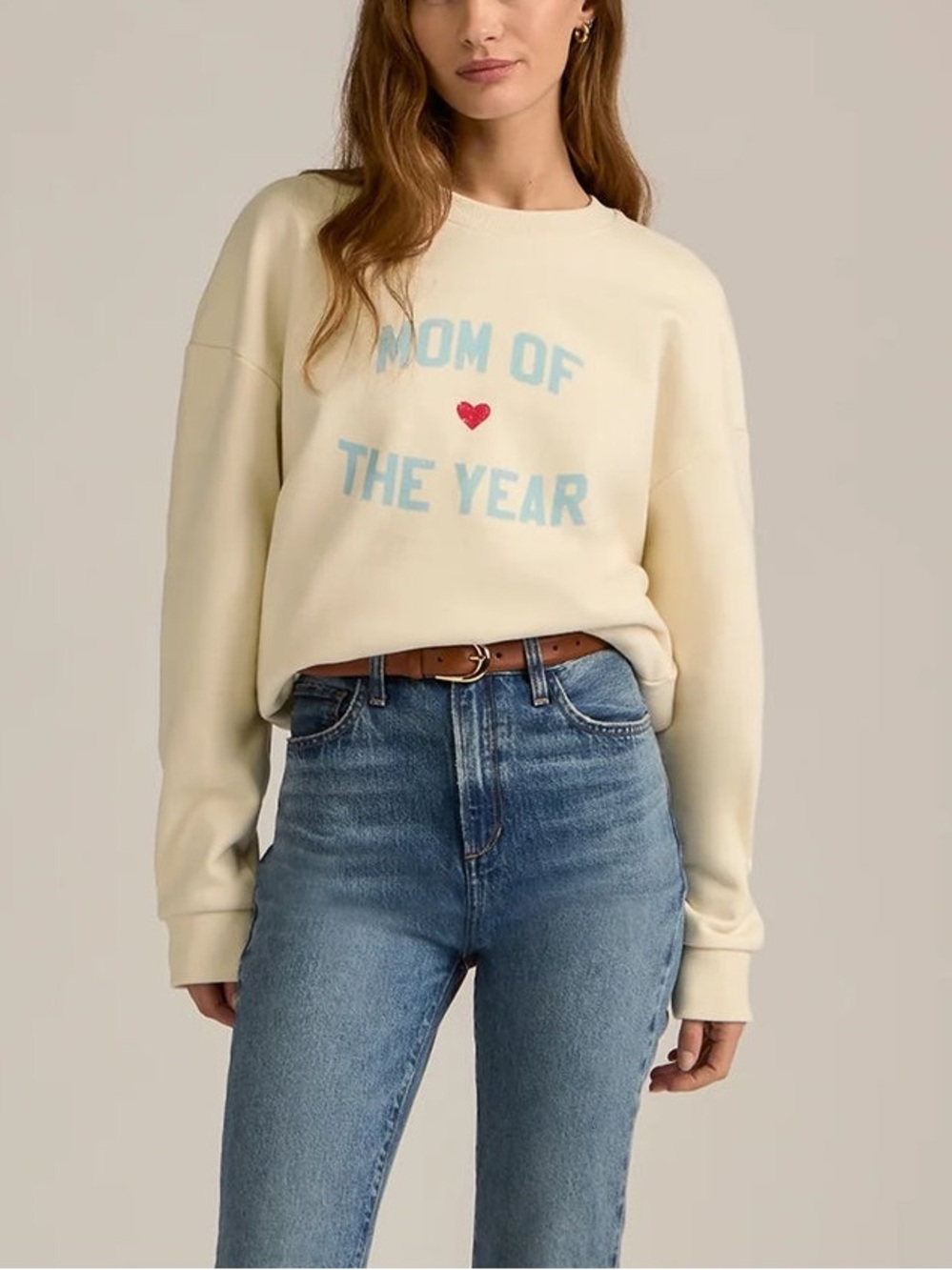 Favorite Daughter The Mom of the Year Sweatshirt In Gardenia Size L